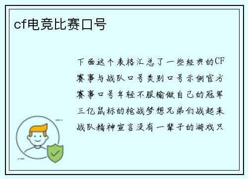 cf电竞比赛口号